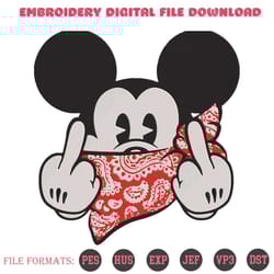 mickey hiphop middle finger embroidery designs file