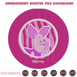 circle logo disney piglet embroidery designs file, winnie the pooh