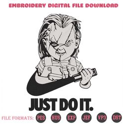 chucky just do it embroidery designs file nike horror machine embroidery designs