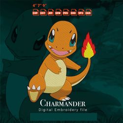 digital embroidery charmander pokemon character