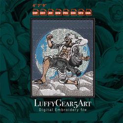 digital embroidery luffy gear 5 art one piece character