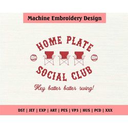 softball embroidery design, home plate social club embroider, 75