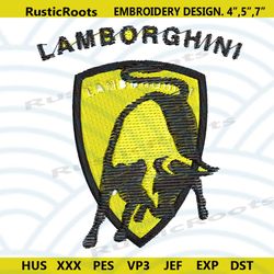 lamborghini buffalologo embroidery design luxury car logo embroidery design