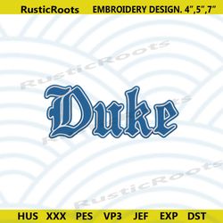 duke wordmark logo embroidery design, duke text logo machine embroidery