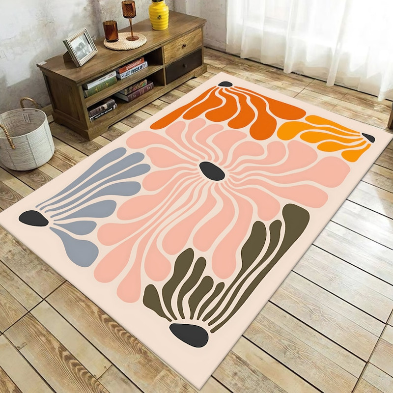 Groovy Flower Rug, Funky Rug, Retro Area Rug, 70s Wavy Rug, Psychedelic Pink Flower Rug, Retro Home Decor, 70s Retro Flower Rug, Cute Rug2.jpg
