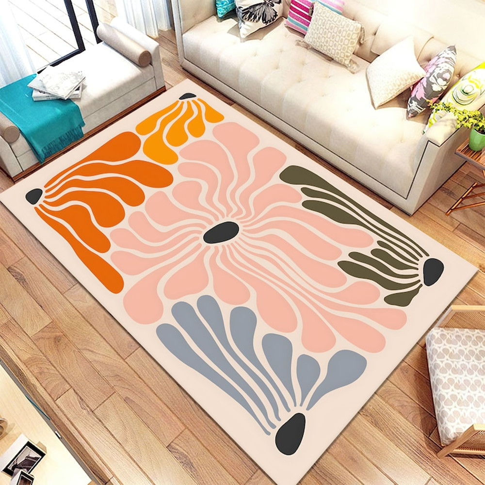 Groovy Flower Rug, Funky Rug, Retro Area Rug, 70s Wavy Rug, Psychedelic Pink Flower Rug, Retro Home Decor, 70s Retro Flower Rug, Cute Rug3.jpg