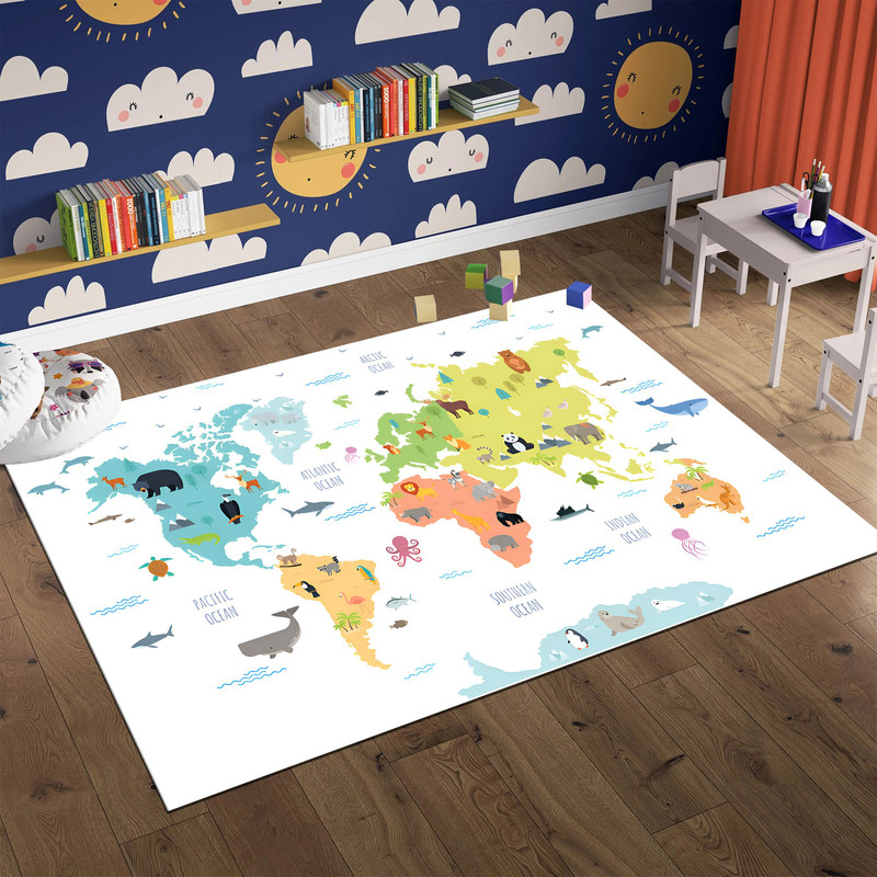 Animals Map Rug,Nursery Rug, Kids Rug, Minimalist Rug, Custom Rug, Popular Rug, Nursery Decor, Area Rug, Kids Room Rug,Gift For Kids.jpg