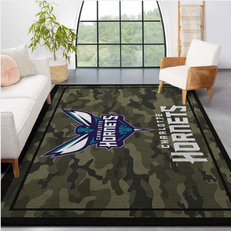 Charlotte Hornets Nba Team Logo Camo Style Nice Gift Home Decor Rectangle Area Rug.jpg