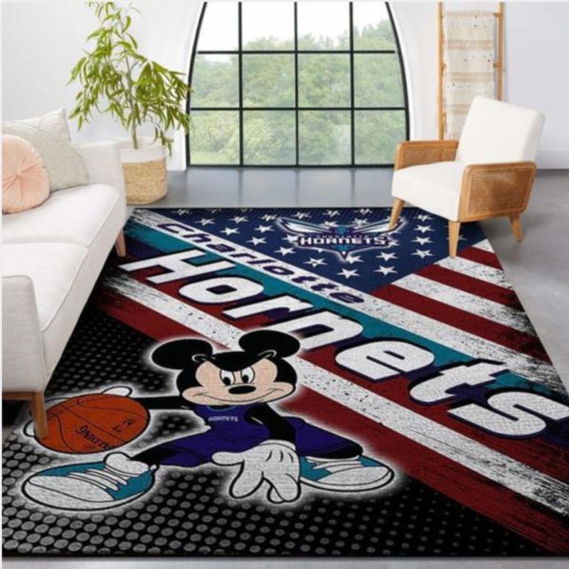 Charlotte Hornets Nba Team Logo Mickey Us Style Nice Gift Home Decor Rectangle Area Rug.jpg