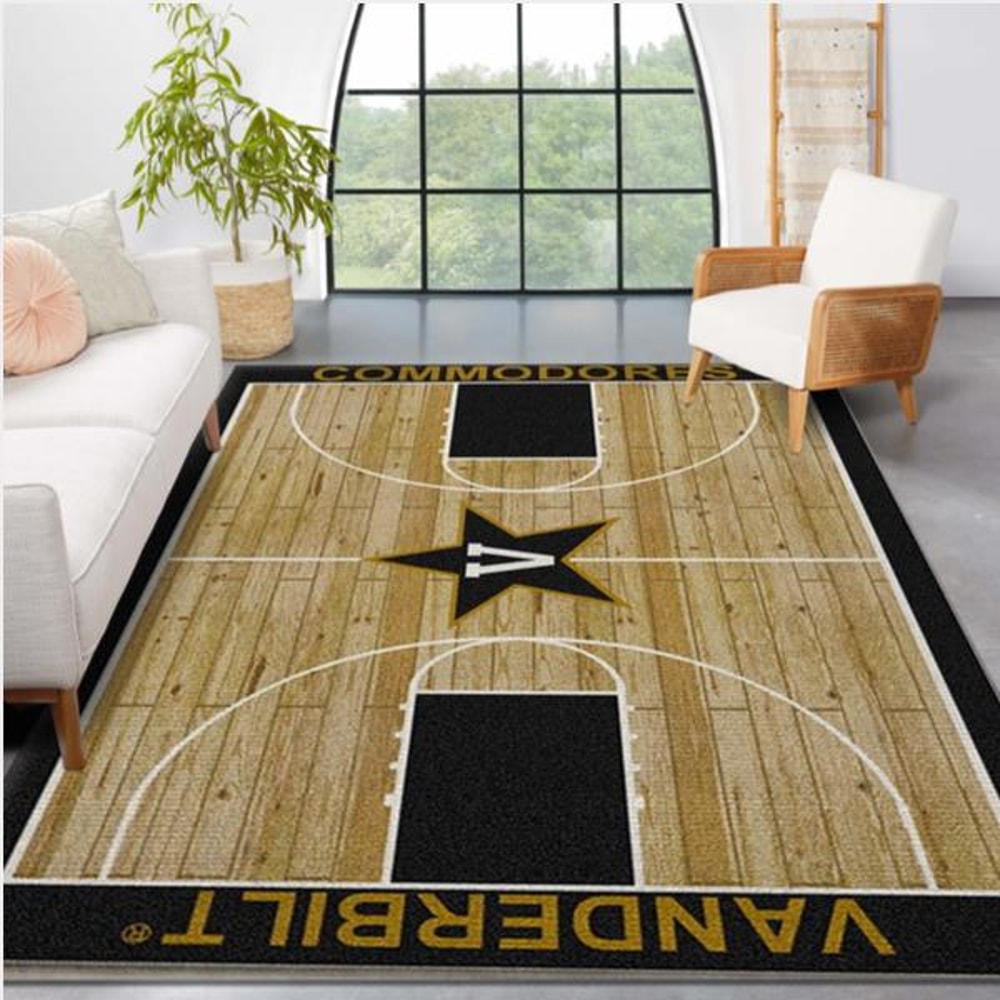 College Home Court Vanderbilt Basketball Team Logo Area Rug Kitchen Rug Home Decor Floor Decor.jpg