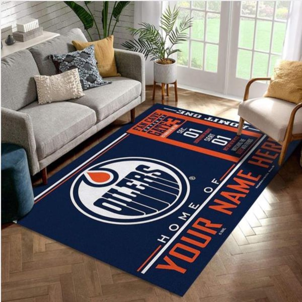 Customizable Edmonton Oilers Wincraft Personalized NHL Area Rug Bedroom Rug Family Gift.jpg