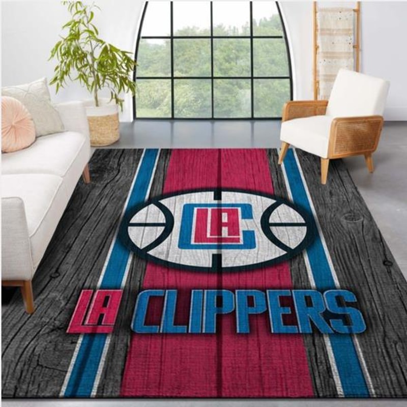 La Clippers Nba Team Logo Wooden Style Nice Gift Home Decor Rectangle Area Rug.jpg