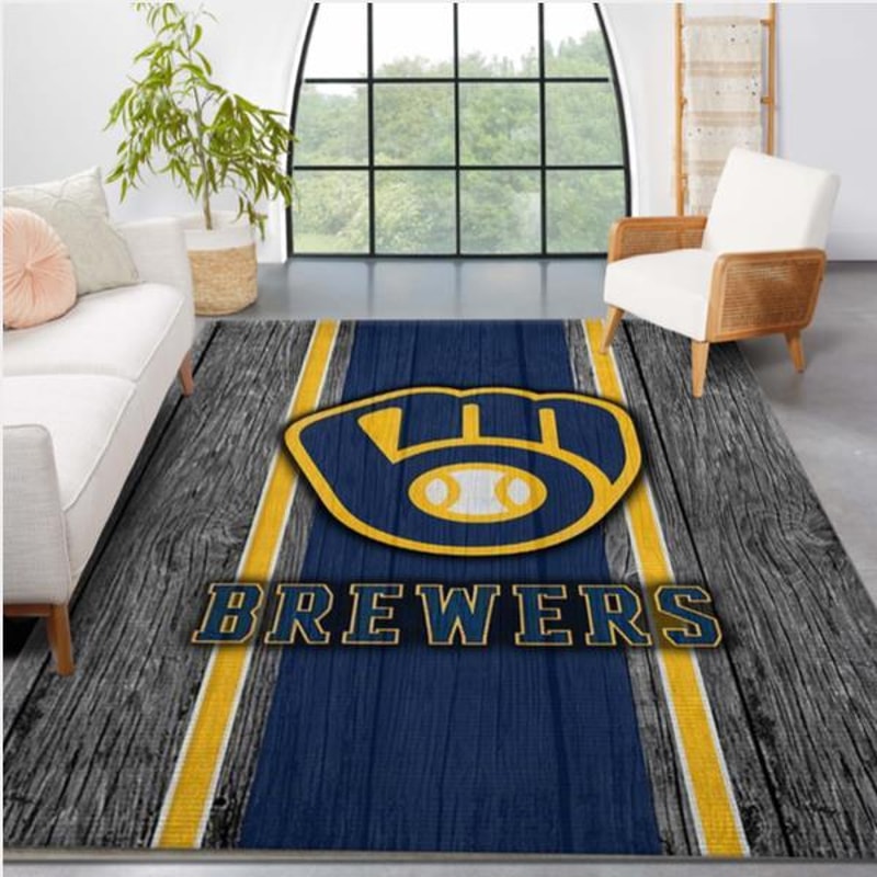 Milwaukee Brewers MLB Team Logo Wooden Style Style Nice Gift Home Decor Rectangle Area Rug.jpg