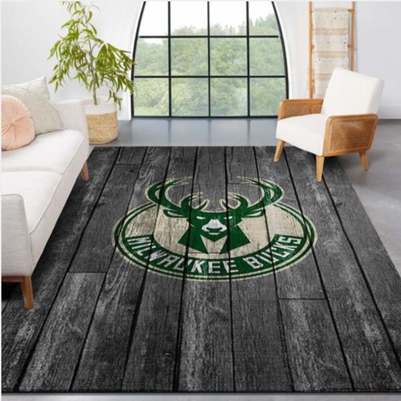 Milwaukee Bucks Nba Team Logo Grey Wooden Style Nice Gift Home Decor Rectangle Area Rug.jpg