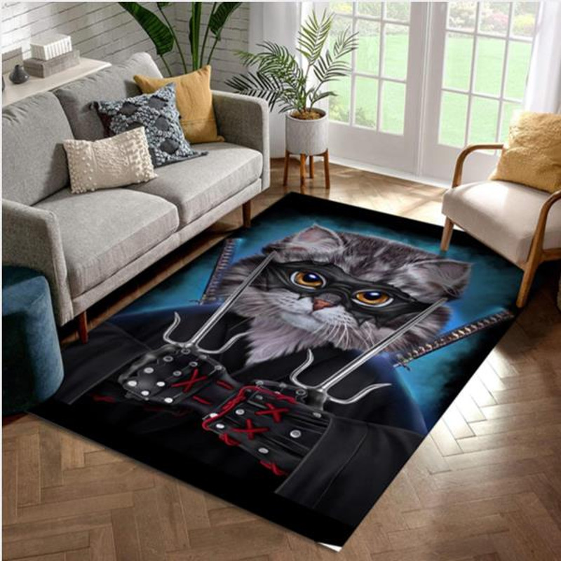 Ninja Cat Japanese Warrior Area Rug Carpet Kitchen Rug US Gift Decor.jpg