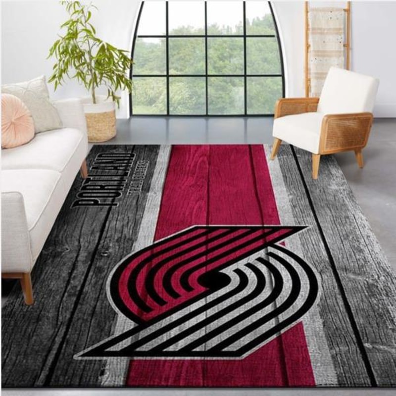 Portland Trailblazers Nba Team Logo Wooden Style Nice Gift Home Decor Rectangle Area Rug.jpg