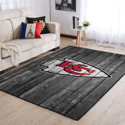 Kansas City Chiefs Nfl Team Logo Grey Area Rugs Wooden Style Living Room Carpet Sports Rug Rectangle Carpet Floor Decor