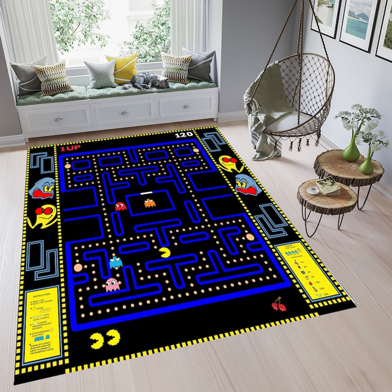 Retro Arcade Rug, Laser Tag Carpet, Arcade Bar Rug, Retro Game Rug, Fun Area Rug1.jpg