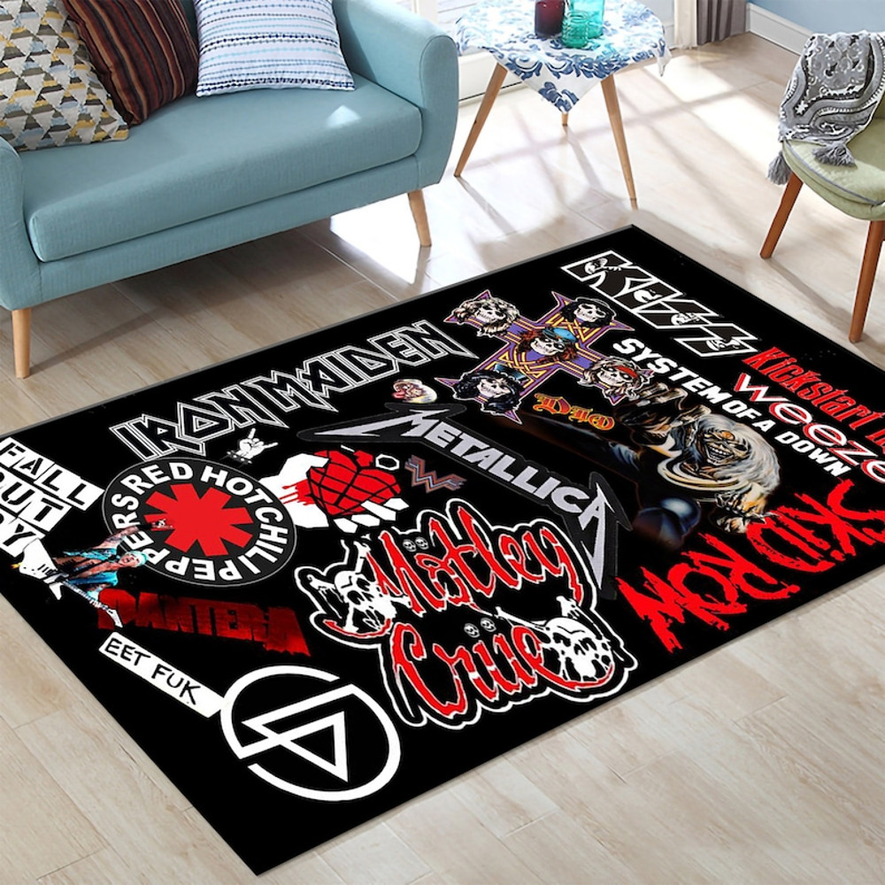 Metal aesthetic Rug, All Rock N Roll Rug, Heavy Metal Rock Rug, Guitar Rug1.jpg
