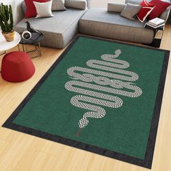 green rug, snake rug, fashion rug, modern art rug, luxury decor