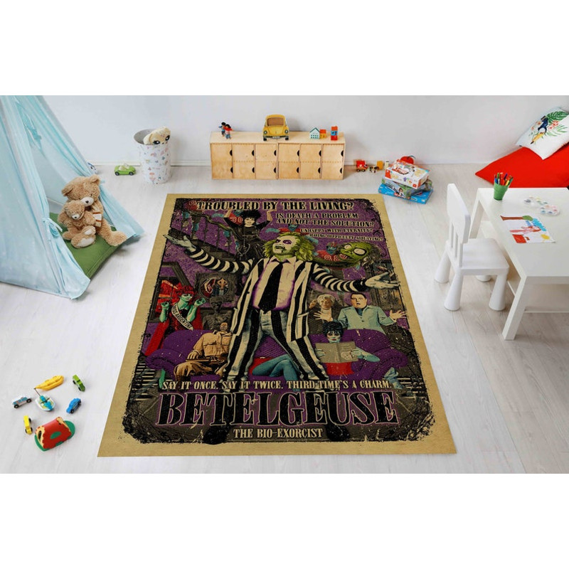 Beetlejuice Rug, Movie Rug, Old Times Retro Decor, Beetle Juice Rug, Living Room Rug, Boys Room Carpet, Cool Rug, Office Rug, Area Floor Rug1.jpg