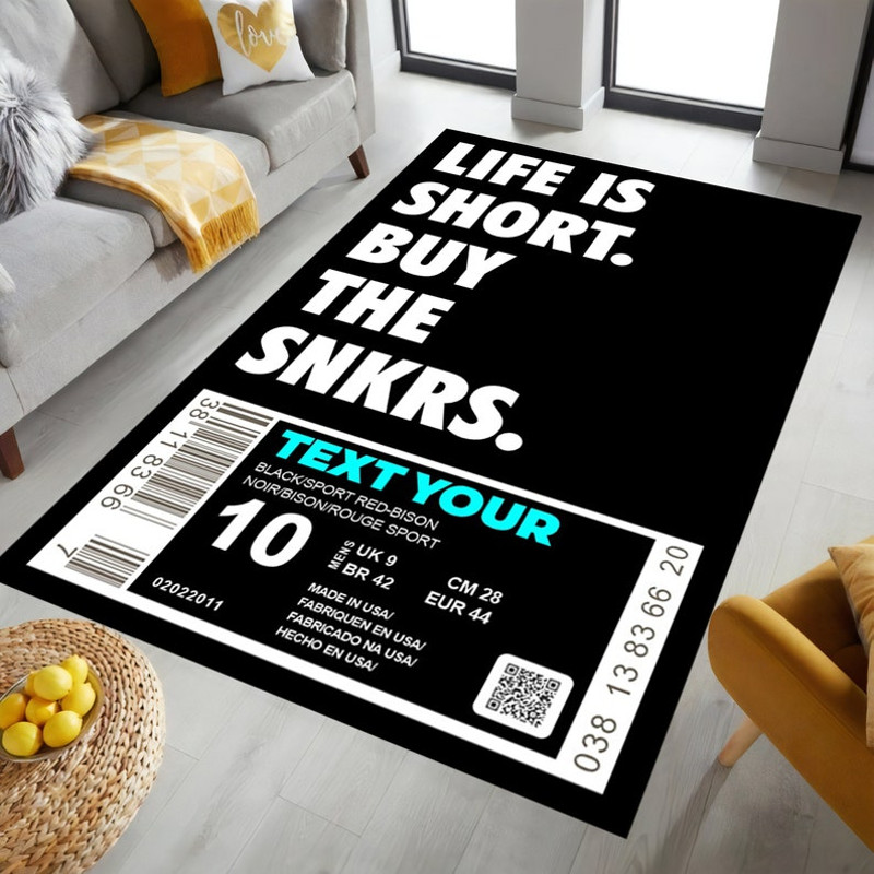 Custom Sneaker Rug,Black, Custom Label, Sneakerhead, Hypebeast Decorative Rug, Home Decor, Christmas, Gift For Him, Boyfriend, Son, Birthday2.jpg