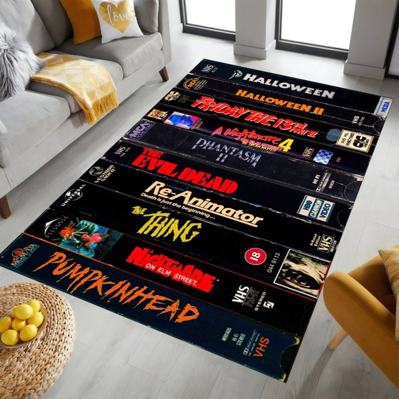 Retro Movies, VHS Films, Horror, Modern Rug, Colorful Rug, Art Rug, Movie Rug, Home Decor Rug, Non slip Rug, Carpet, Popular Rug, Area Rug2.jpg