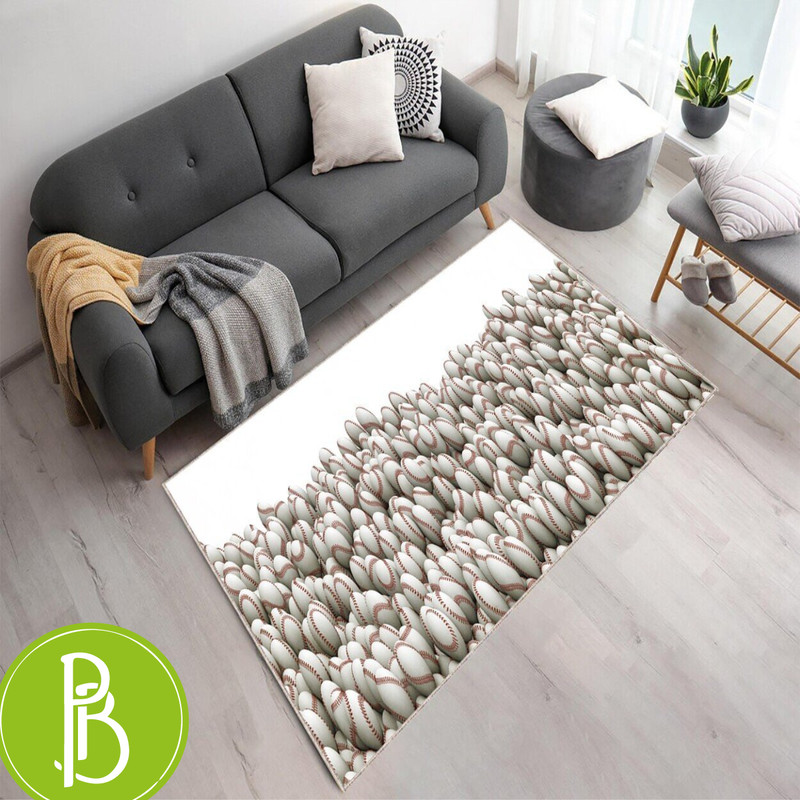 Baseball Themed Rug Realistic Ball Design For Sports Fans And Decor - Print My Rugs.jpg