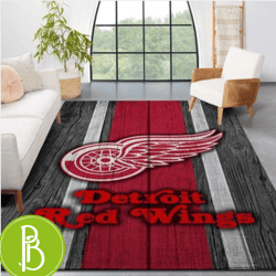 Detroit Red Wings Team Logo Rectangle Area Rug Show Your Team Pride In Your Decor