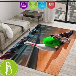 Durable Bowling Themed Rug Perfect For High-Traffic Areas And Sports Fans