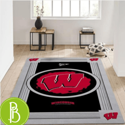 Elegant Wisconsin Badgers Ncaa Team Logo Area Rug Perfect Gift For Home Decor