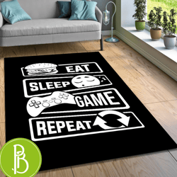 Gamer Rug Eat Sleep Game Repeat Bowling Alley And Game Area Carpet