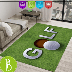 Golf Ball And Club Patterned Rug For Living Room Swing Into Style