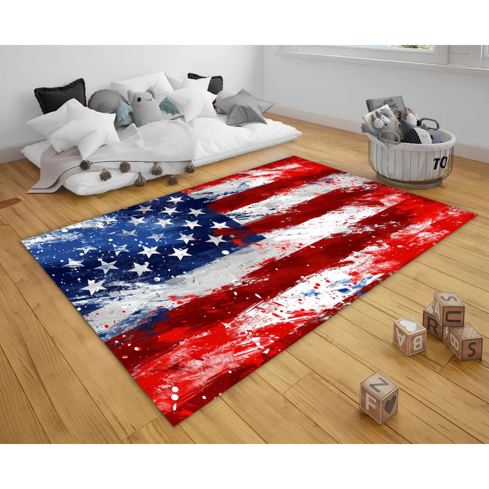 USA Flag Rug,American Rug,Modern Rug,Area Rug,Living Room Rug,Custom Rug, Non-Slip Base Rug,Interior Rug,Housewarming Gift.png