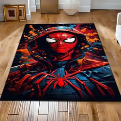 amazing spider man rug, spiderman rug, kids room rug, custom gift rug, spiderman decor rug, spiderman pattern rug