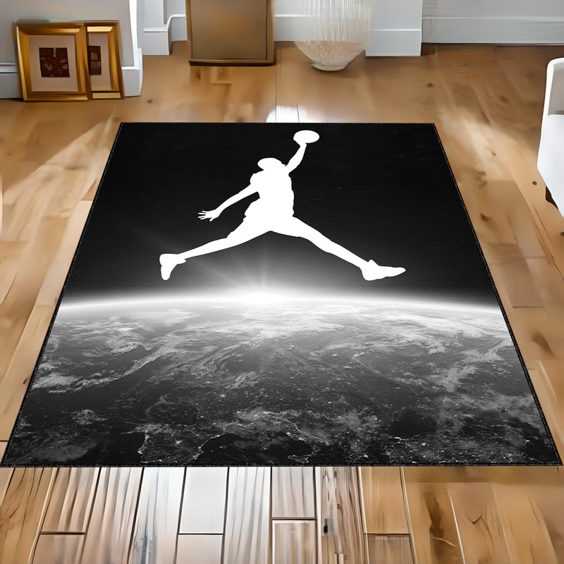 Air Jordan Rug, Black Jordan Rug, Basketball Team Rug, Sports Rug, Washable Rug, Anti Slip Rug, Personalized Decor, Your Favorite Player Rug.jpg