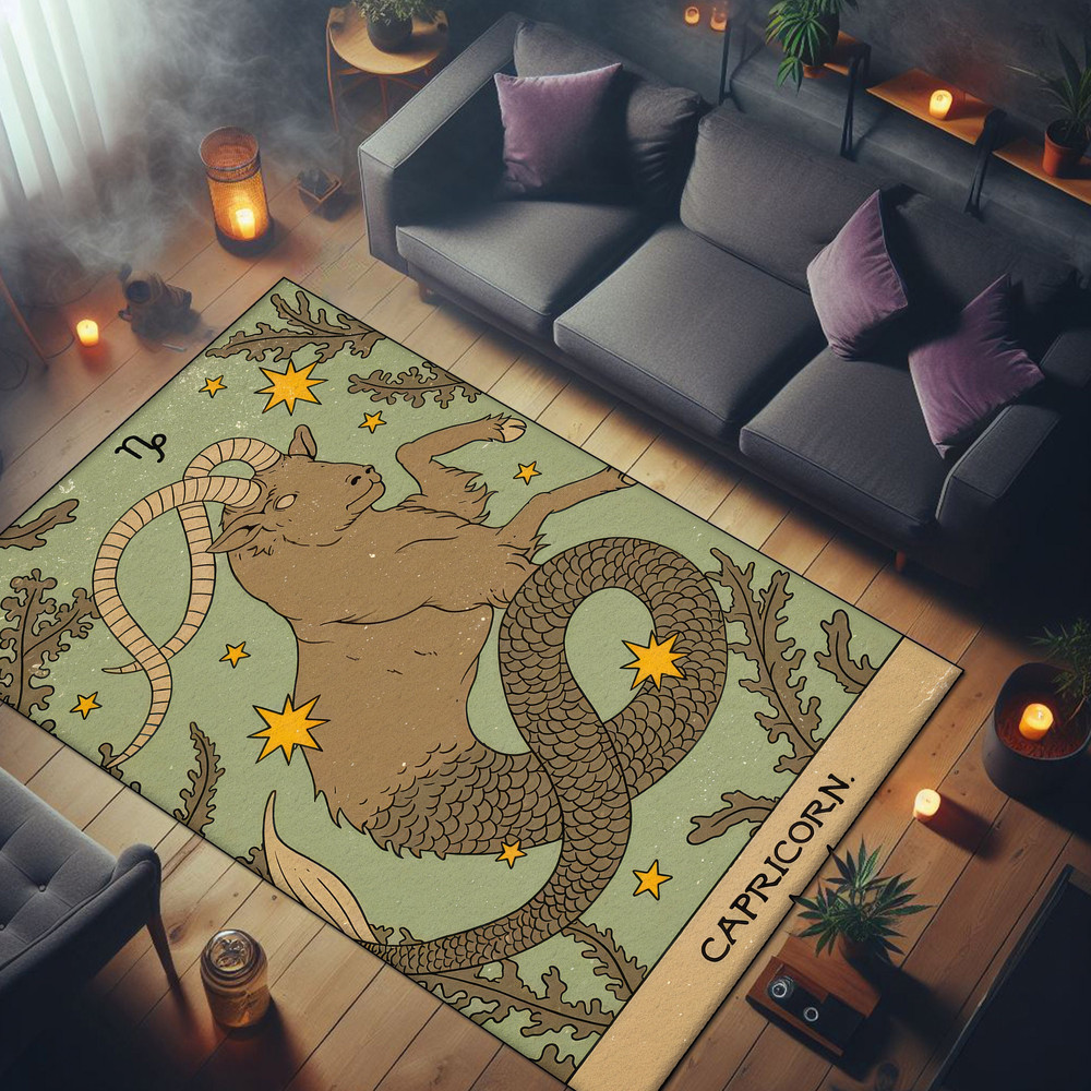 Capricorn Rug, Horoscope Rug, zodiac rug, astrology rug, Astrology Themed Rug, Area Rug, Washable Rug, Living room rug, Non slip Rug.jpg