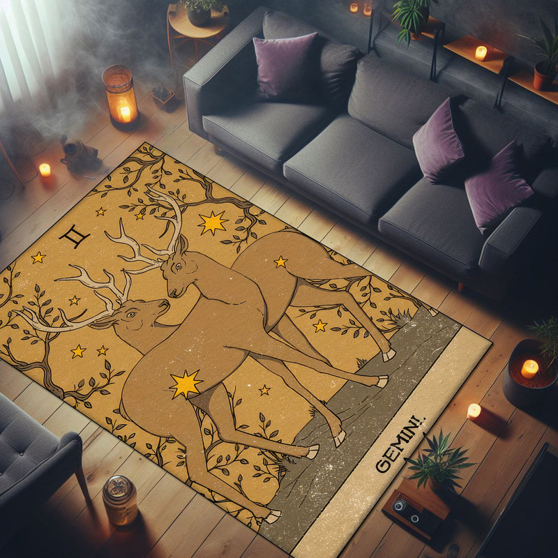 Gemini Rug, Horoscope Rug, zodiac rug, astrology rug, Astrology Themed Rug, Area Rug, Washable Rug, Living room rug, Non slip Rug.jpg