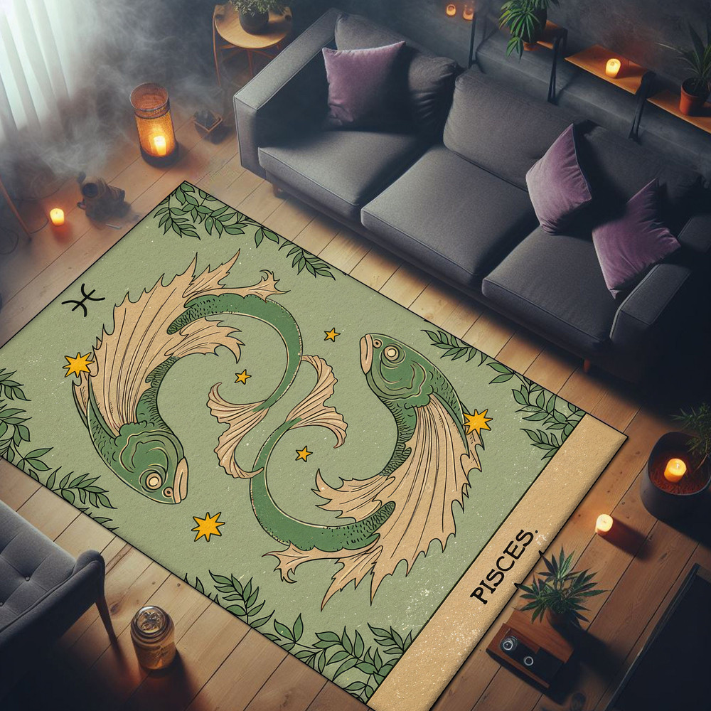 Pisces Rug, Horoscope Rug, zodiac rug, astrology rug, Astrology Themed Rug, Area Rug, Washable Rug, Living room rug, Non slip Rug.jpg