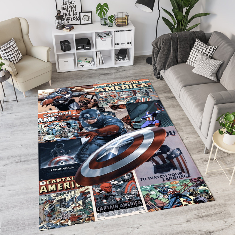 Captain America Retro Style Custom Design Rug, Superhero Rug, Comic Book Rug, Marvel Rug, Avengers Rug, Action Hero Rug, Hero Decor Rug.jpg