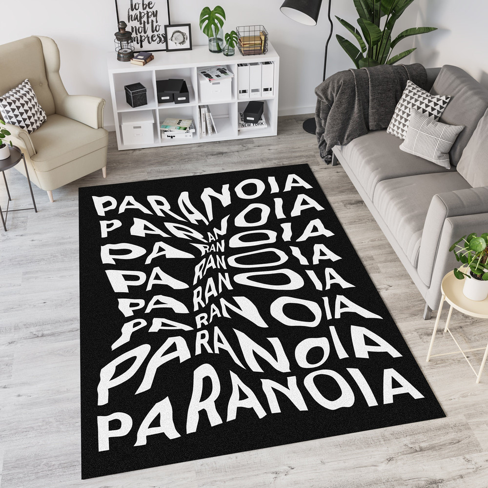 Custom Paronoıa Text Rug, Abstract Rug, Psychology Rug, Creative Design Rug, Write Art Rug, Artistic Rug.jpg