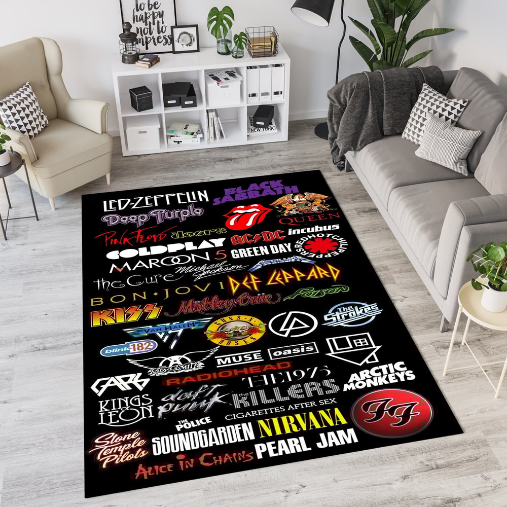 Rock Band Rug, Led Zeppelin Rug, Black Sabbath Rug, Rolling Stones Rug, Music Band Rug, Rock Decor Rug, Band Logo Rug, Rock N Roll Rug.jpg