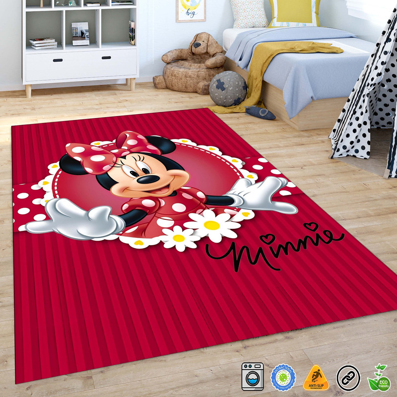 Mickey and Mini Mouse Themed Mat - Anti Allergic Machine Washable Non-Slip Floor Rug - Soft Kids Room Rug - Play Mat or Mat 1.jpg
