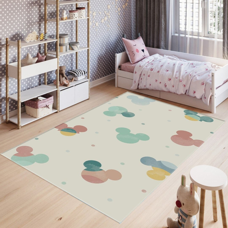 Mickey Pattern Rug Non-Slip  Kids Room Rug Baby Room Decor Gift For Kids Personalized Gift All Sizes and Shapes.jpg