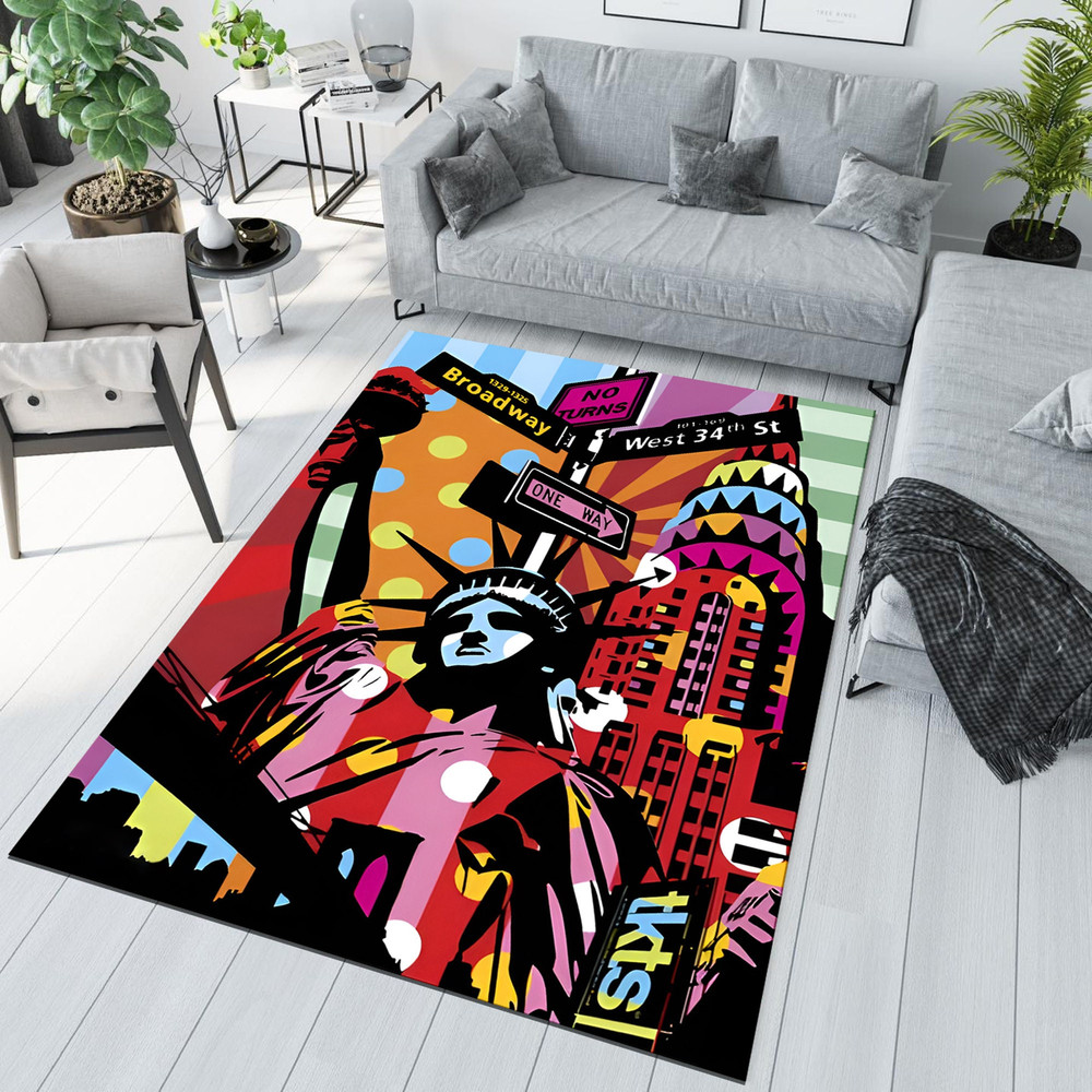 Pop Art Rug, Statue of Liberty Rug,Modern Art Rug,Home Decoration Rug, Housewarming Gift, Floor Rug, Area Rug, Iconic Rug, Colourful Rug.jpg