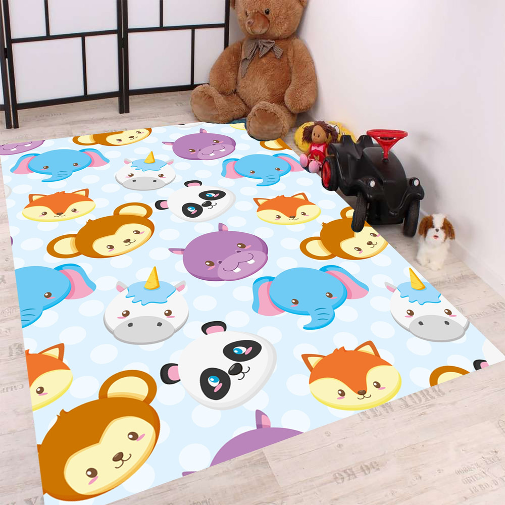 Cute Animals Pattern Rug,Baby Room Rug,Gift for Toddlers,Nursery Rug,Play Mat,Panda Rug,Monkey Rug,Elephant Rug,Kidsroom Rug,Animal Rug Kids.jpg