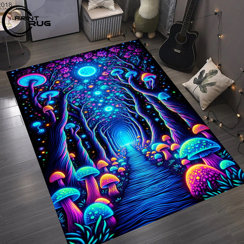 Mushroom Pattern Rug,Mushroom Rug,Mushroom Design Rug,Magic Rug, Mushroom Rug,Neon Rug,Shine Rug,Floral Rug,Fantastic Rug,Colorful Rug.jpg