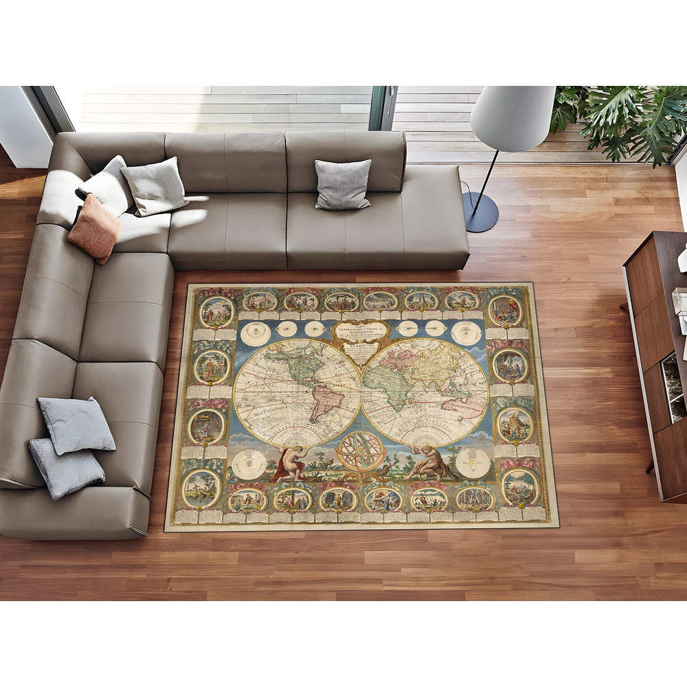 World Map Rug, Orbis Terrarum Map, Office Rug, Ancient Rug, Old Times Map, Old World Map Decor, Area Floor Rugs, Home Decor,Gift For Him Her.jpg