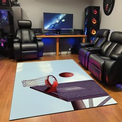 basketball ball rug, nba rug, air jordan rug, michael jordan rug, 23 jordan rug, game room rug, basketball hoop rug