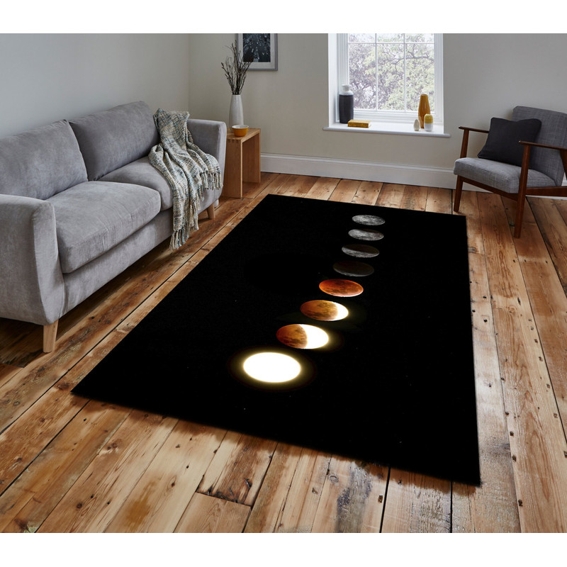 Moon Solar Eclipse Galaxy Space Star Decorative Rug, Sun Fluffy Shining Design Rug For Living Room or Bedroom.jpg